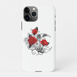 Funda Para iPhone 11Pro Media luna mecánica con rosas rojas