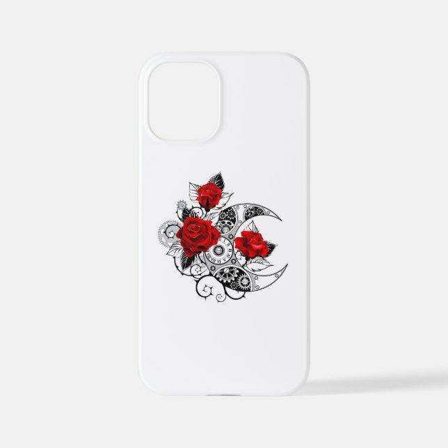 Funda Para iPhone Media luna mecánica con rosas rojas (Reverso )