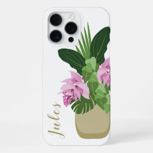 Funda Para iPhone 16 Pro Max Medinilla tropical Flor rosa Vasa amarilla blanco