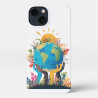 Medio ambiente - Ilustracion terrestre con mano y 