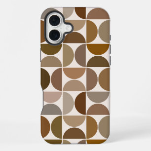 Funda Para iPhone 16 Plus Medios círculos MCM Marrones+Crema Gran Patrón