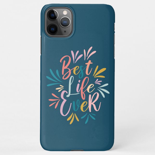 Funda Para iPhone Mejor caligrafía de vida Verde azulada (Reverso)