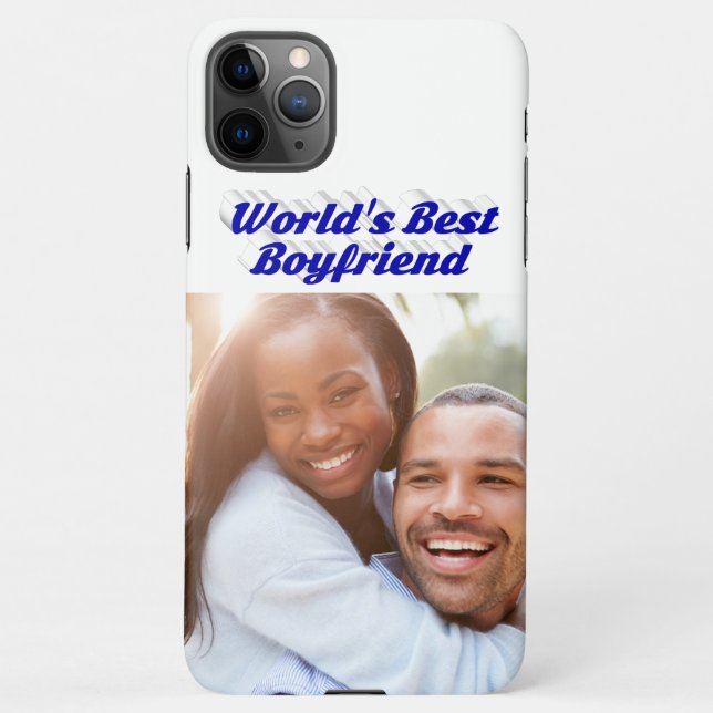 Funda Para iPhone Mejor foto de novio con texto azul para el estuche (Reverso)