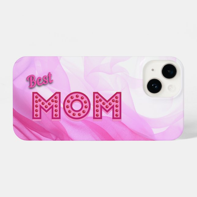 Funda Para iPhone Mejor Mamá Nunca Gigantesco Chiffon Rosa elegante  (Reverso Horizontal)