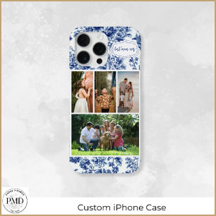 Funda Para iPhone 16 Pro Max Mejor Mamá Siempre Cuatro Fotografías Floral Azul 