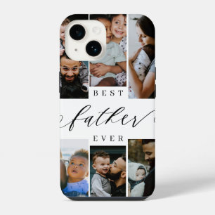 Funda Para iPhone 14 Mejor Padre del Mundo Script Collage de Fotos del 
