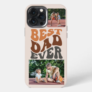 Funda Para iPhone 13 Pro Max Mejor Papá del Mundo 2 Foto y Tipografía Retro Gro