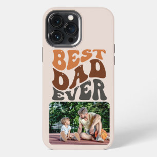 Funda Para iPhone 13 Pro Max Mejor Papá del Mundo Foto y Tipografía Retro Groov