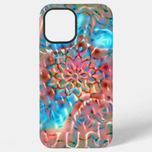 Funda Para iPhone 12 Pro Max Melocotón en flor y agua bajo vidrio martillado 