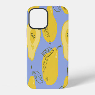 Funda Para iPhone 12 Memphis estilo peras: fondo azul.