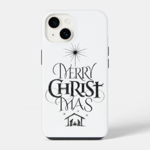 Funda Para iPhone 14 Merry Christ Mas Navidades religiosos Caligrafía C