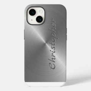 Funda Para iPhone 14 Metálico de acero inoxidable titanio plateado