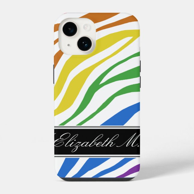 Funda Para iPhone Mezcla de estampado de cebra Arcoíris (Reverso )