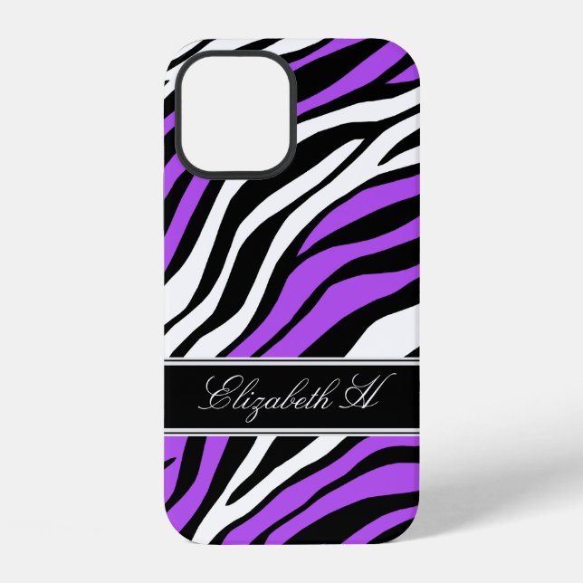 Funda Para iPhone Mezcla de impresión de cebra morada (Reverso )