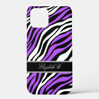 Funda Para iPhone 12 Mezcla de impresión de cebra morada