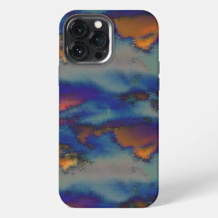 Funda Para iPhone 13 Pro Max Mezcla de naranja y azul manchado con efecto rayad