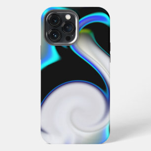 Funda Para iPhone 13 Pro Max Mezcla de suave con curvas de neón azul sobre somb