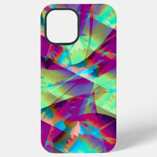 Funda Para iPhone 12 Pro Max Mezcla de zig zag azul verde rosa en efecto panorá