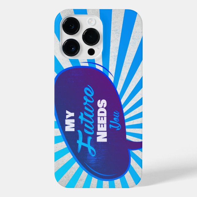 Funda Para iPhone Mi futuro te necesita - Edición azul retro brillan (Reverso)