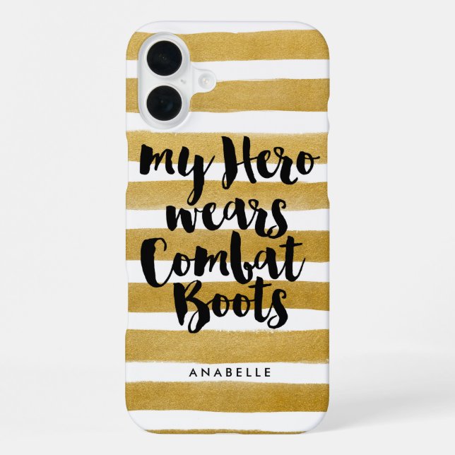 Funda Para iPhone Mi héroe usa botas de combate (Reverso )