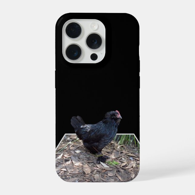 Funda Para iPhone "Midnight Feathers: A Black Chicken in Popout Art" (Reverso )