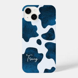 Funda Para iPhone 14 Midnight Meadow: Impresión de vaca azul de la mari
