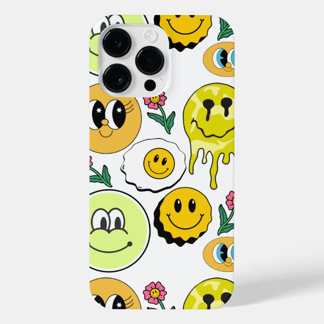 Funda Para iPhone Mikitiez Smiley cara amarilla jardín  (Reverso)