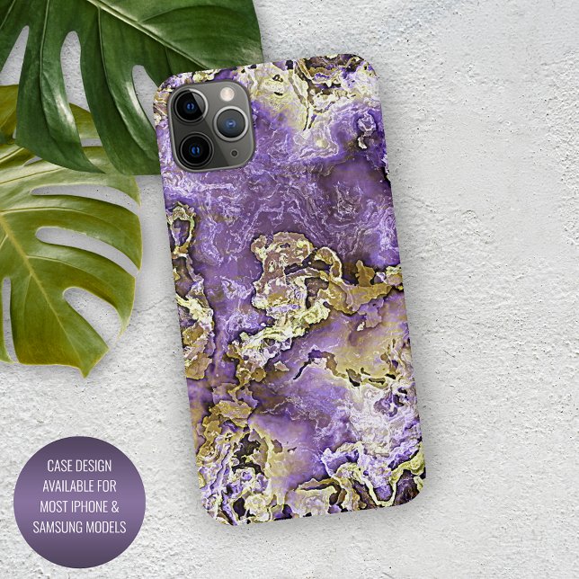 Funda Para iPhone Minerales de oro rosado violeta morado agrietados  (Subido por el creador)