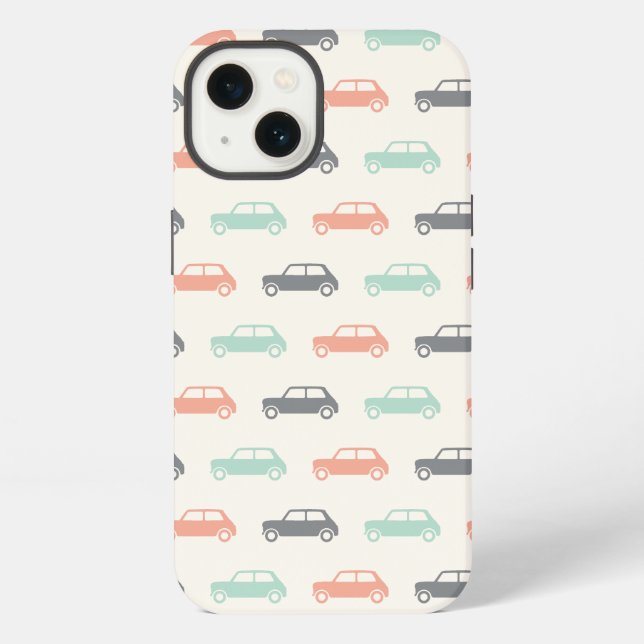 Funda Para iPhone Mini Coopers en Acción - Melocotón y Turquesa (Reverso )