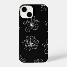 Funda Para iPhone 14 Minimal Black Floral Line Art