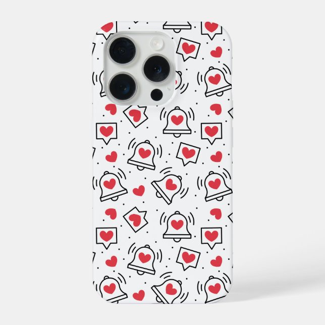 Funda Para iPhone Minimal Black & White Heart Notification Pattern (Reverso )
