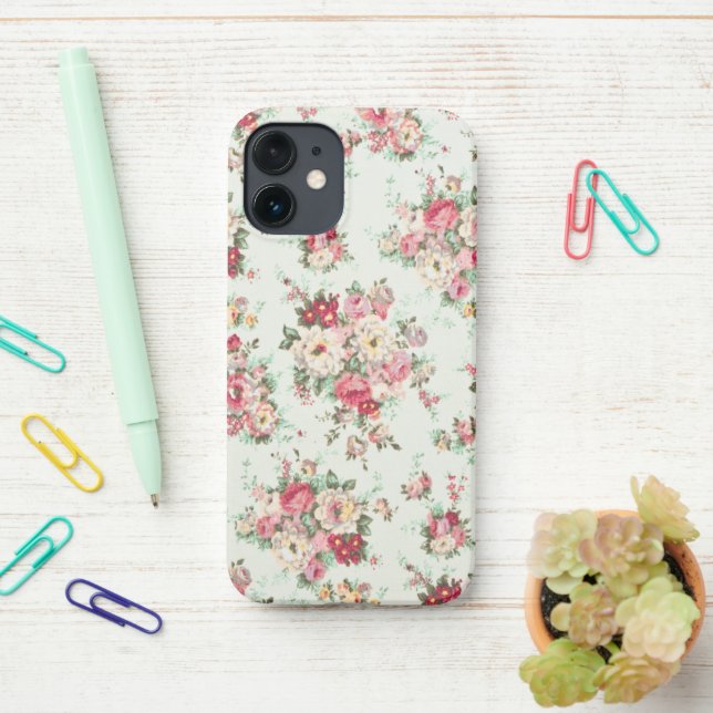 Funda Para iPhone Minimal Custom Floral Photo (En el escritorio)