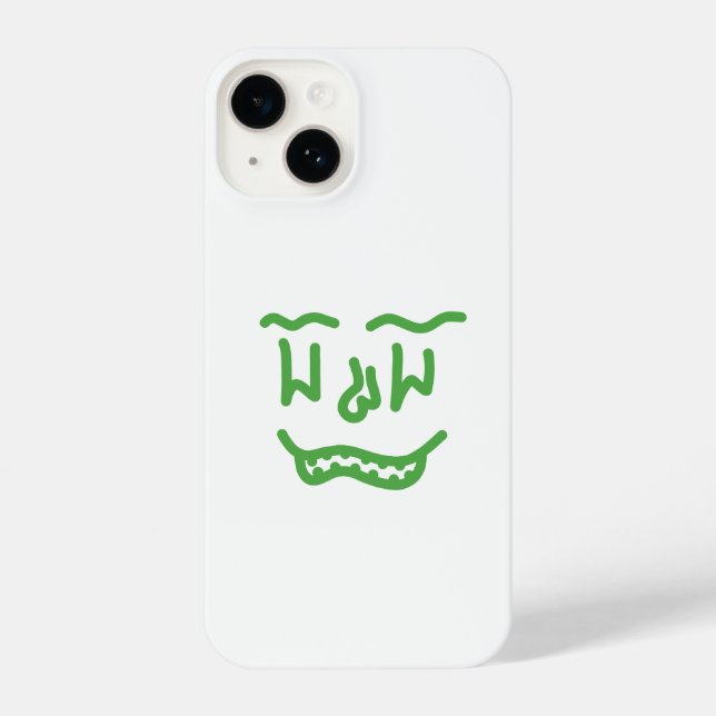 Funda Para iPhone Minimal Green Doodle Face iPhone Case – Modern Art (Reverso )