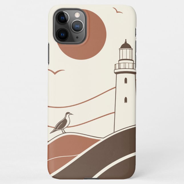 Funda Para iPhone Minimal Lighthouse Coastal Illustration Phone Case (Reverso)