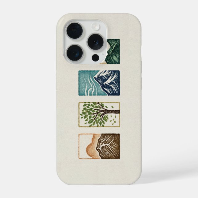 Funda Para iPhone Minimal Nature Set – Mountain & Tree Art (Reverso )