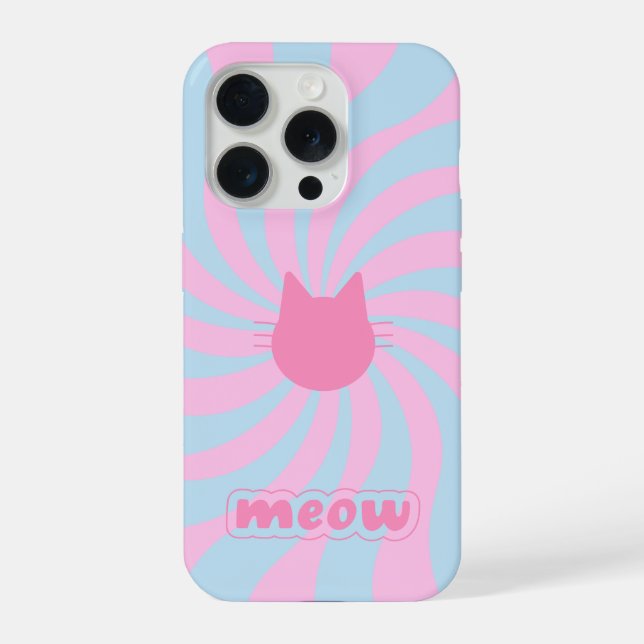 Funda Para iPhone Minimalist Groovy Retro Meow Design (Reverso )