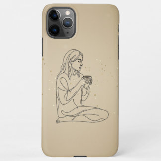 Funda Para iPhone 11Pro Max Minimalist Line Art Woman with Coffee | Cozy Aesth