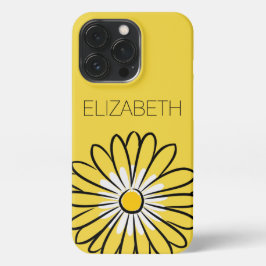Funda Para iPhone 13 Pro Minimalist Modern Elegant Daisy flower and text