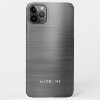 Funda Para iPhone 11Pro Max Minimalista elegante cepillado Metalizado gris pla