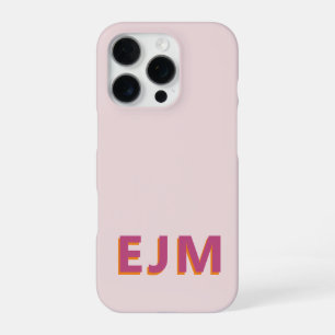 Funda Para iPhone 16 Pro Minimalista Moderno Monograma Inicial Rosa