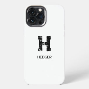 FUNDA PARA iPhone 13 PRO MAX MINIMALISTA NEGRA MONOGRAMA DE UNA LETRA NOMBRE BL