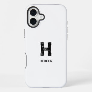 FUNDA PARA iPhone 16 PLUS MINIMALISTA NEGRA MONOGRAMA DE UNA LETRA NOMBRE BL