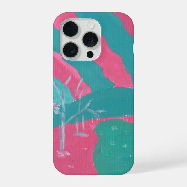 Funda Para iPhone Minimalistic Pink and Green Landscape Phone Case (Reverso )