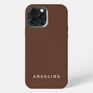 Funda Para iPhone 13 Pro Max Mínimo moderno elegante simple marrón añadir nombr