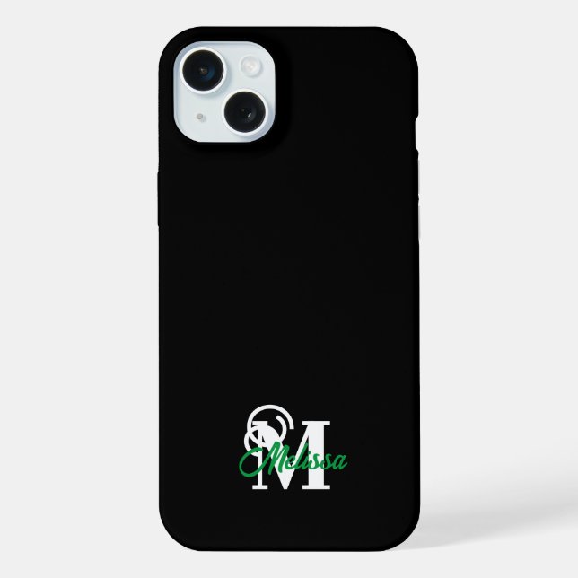 Funda Para iPhone Mínimo negro monogramado (Reverso )