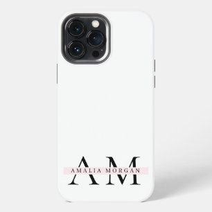 Funda Para iPhone 13 Pro Max Mínimo Rosa Pastel Inicial & Personalizado
