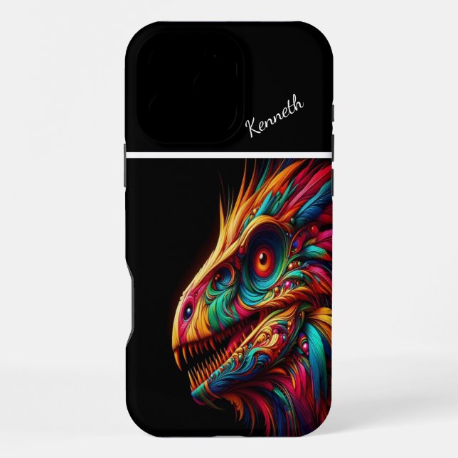 Funda Para iPhone Mirada del Dragón Arcoíris Raptor (Reverso )