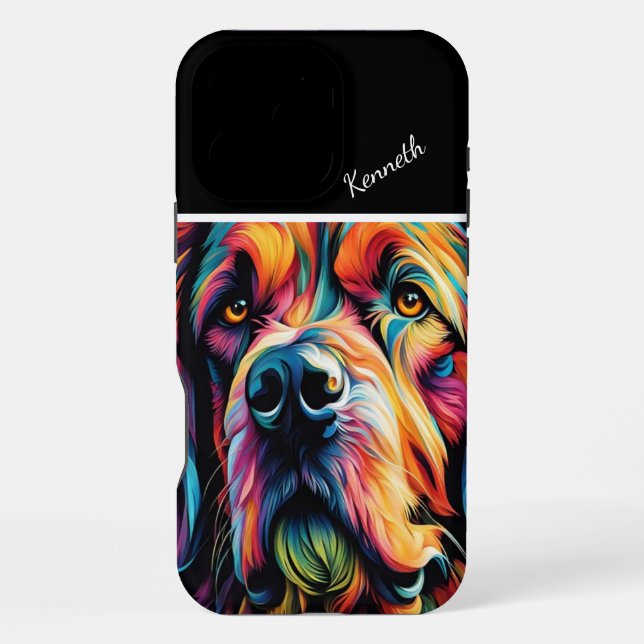 Funda Para iPhone Mirada del perro arcoíris (Reverso )