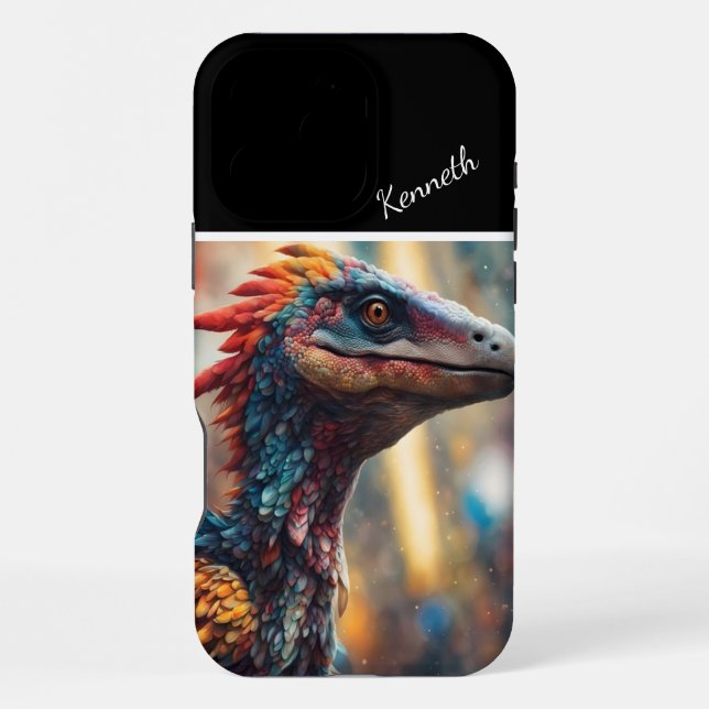 Funda Para iPhone Mirada del Raptor Arcoíris (Reverso )
