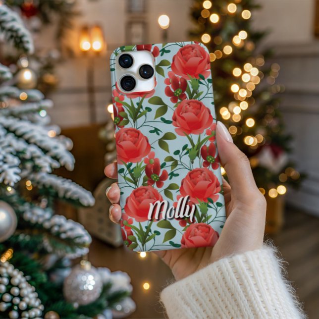 Funda Para iPhone Miss Molly - Trailing Rose Artistic Phone Case (Personalize Your Tech! Add a custom name to this artistic phone case. It's the perfect unique gift!)